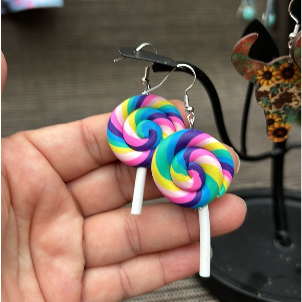 LOLLIPOP RAINBOW EARRINGS - Picture 2 of 4